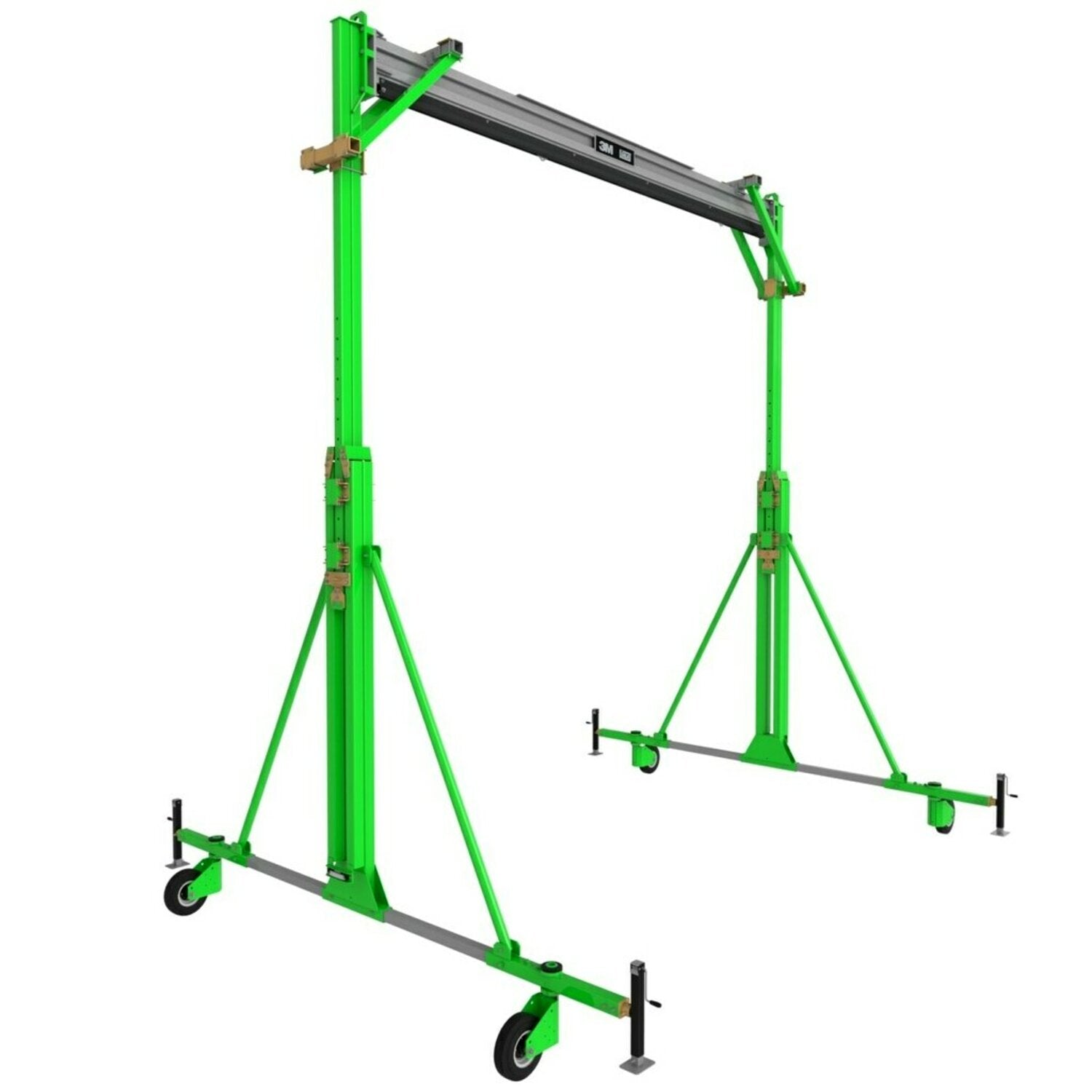 Flexiguard A-frame fall arrest system - Adjustable anchor height from 16 to 23 ft. - Rigid rail with two sliding anchor points - 16-inch foam filled wheels - Supports 2 workers max - 3M DBI-SALA 8517780 8517781 image 0