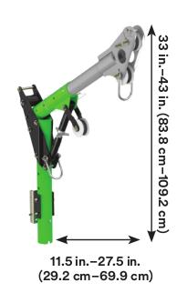 Upper Davit Mast w/ telescoping arm - Davit offset of 11-1/2 in. to 27-1/2 in. - Adjustable height of 33 in. to 43 in. - For confined space rescue, descent and retrieval - 3M DBI-SALA 8518001 image 0