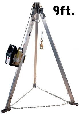9 ft. Aluminum tripod w/ Winch for confined space - 60 ft. manual crank winch - Mount Brackets - Carry Bags - Leg Mount Pulley - 3M DBI-SALA 8300040 8300041 image 0