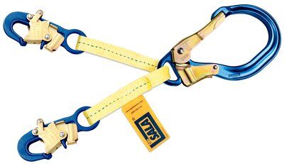18 in. Web Positioning Lanyard - Aluminum swiveling rebar hook at center - Steel snap hooks at leg ends - Abrasion resistant webbing - High strength corrosion resistant materials - 3M DBI-SALA 1231380 image 0