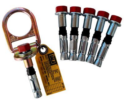 Concrete D-ring Anchor - Fits 11/16 in. or 3/4 in. concrete hole - Reusable D-ring assembly - Toggle-bolt Kit - Safe hook up feature - Swiveling D-ring - 3M DBI-SALA 2104560 - Anchor + 6 Bolts image