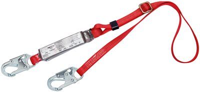 6ft. Adjustable Shock Absorbing Lanyard - Snap hooks on each end - Single-leg adjustable fall protection lanyard - PVC-coated energy absorbing shock pack - Impact indicator - 3M PROTECTA 1341050 image 0