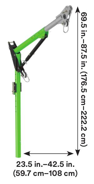 One-piece Davit Arm - Adjustable Offset Davit Mast - Telescoping arm reach of 23-1/2 in. to 42-1/2 in. - Adjustable vertical height of 69.5 in. to 87.5 in. - For confined space rescue, descent and retrieval - 3M DBI-SALA 8518385 image 0