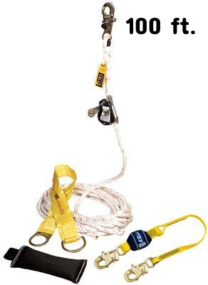 Mobile rope grab COMPLETE KIT - Includes:  100 ft. rope lifeline, Rope grab, 3 ft. shock absorbing lanyard, Counterweight, Tie-off adaptor &amp; Carrying case - 3M DBI-SALA 5000401 image 0