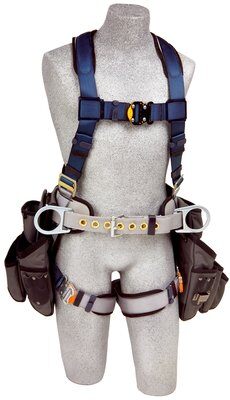 ExoFit Construction Style Harness - Back & side D-rings - Tool pouches - Body belt - Quick-connect leg and chest buckles - Shoulder/back/leg padding image 0