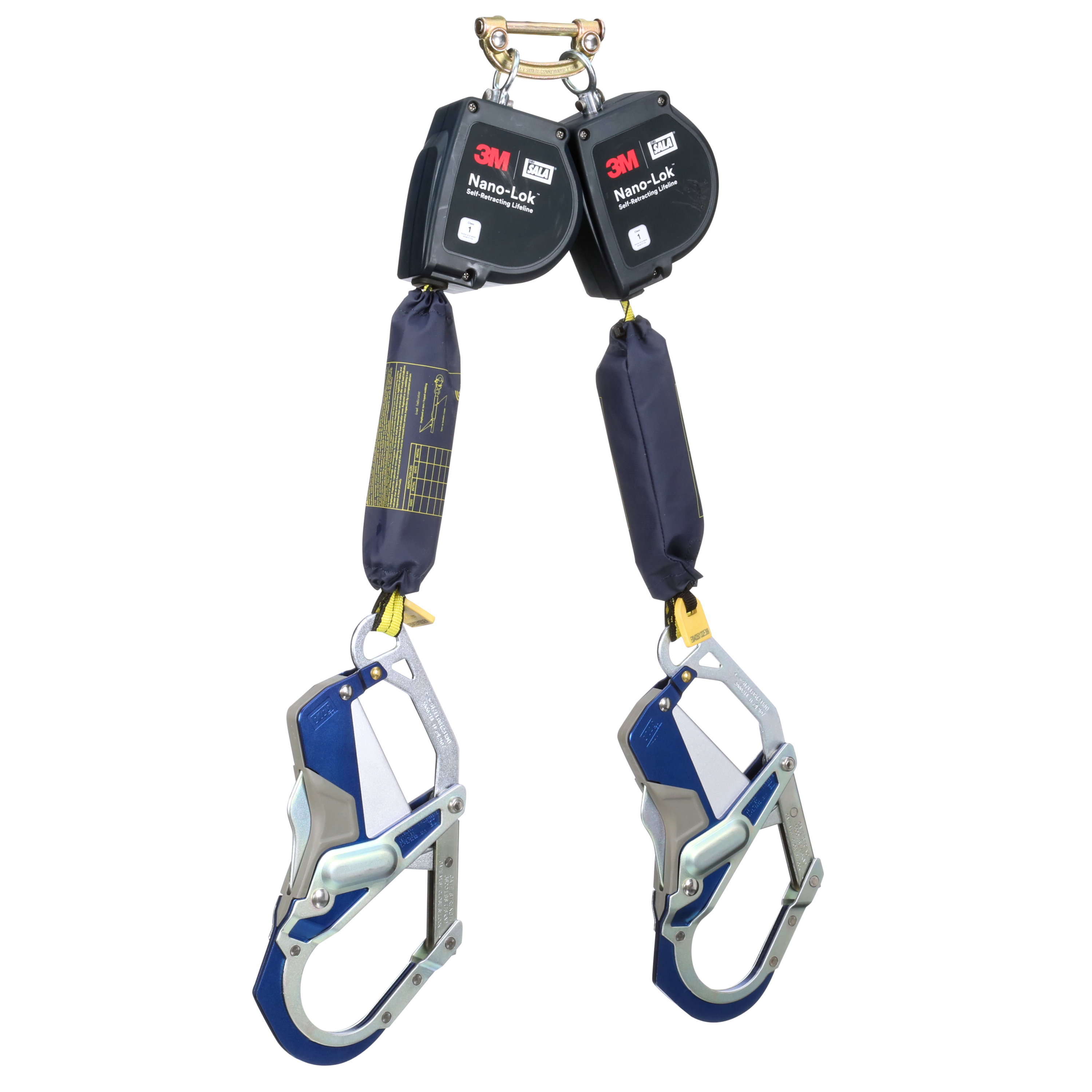 Nano-Lok XL Twin-Leg Self-Retracting Lifeline, Quick Connect, Web, Comfort Grip Hooks, 9 ft., Class 1, ANSI - 3M DBI-SALA 3100616 image 0