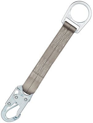 1.5ft. D-ring Extension - Extends dorsal D-ring or overhead anchor point - Abrasion resistant grey webbing - Self-locking snap hook - Built-in wear indicator - High strength steel D-ring - 3M PROTECTA 1385000 image 0