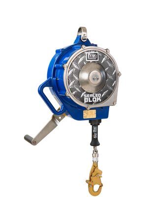 3400870 - Sealed-Blok (SRL) Self Retracting Lifeline - 85 ft. (25.5m) - 3-way Retrieval Winch - Galvanized Lifeline &amp; Snap Hook - Anchorage Carabiner - 4ft. Cable tie-off Adaptor image 0