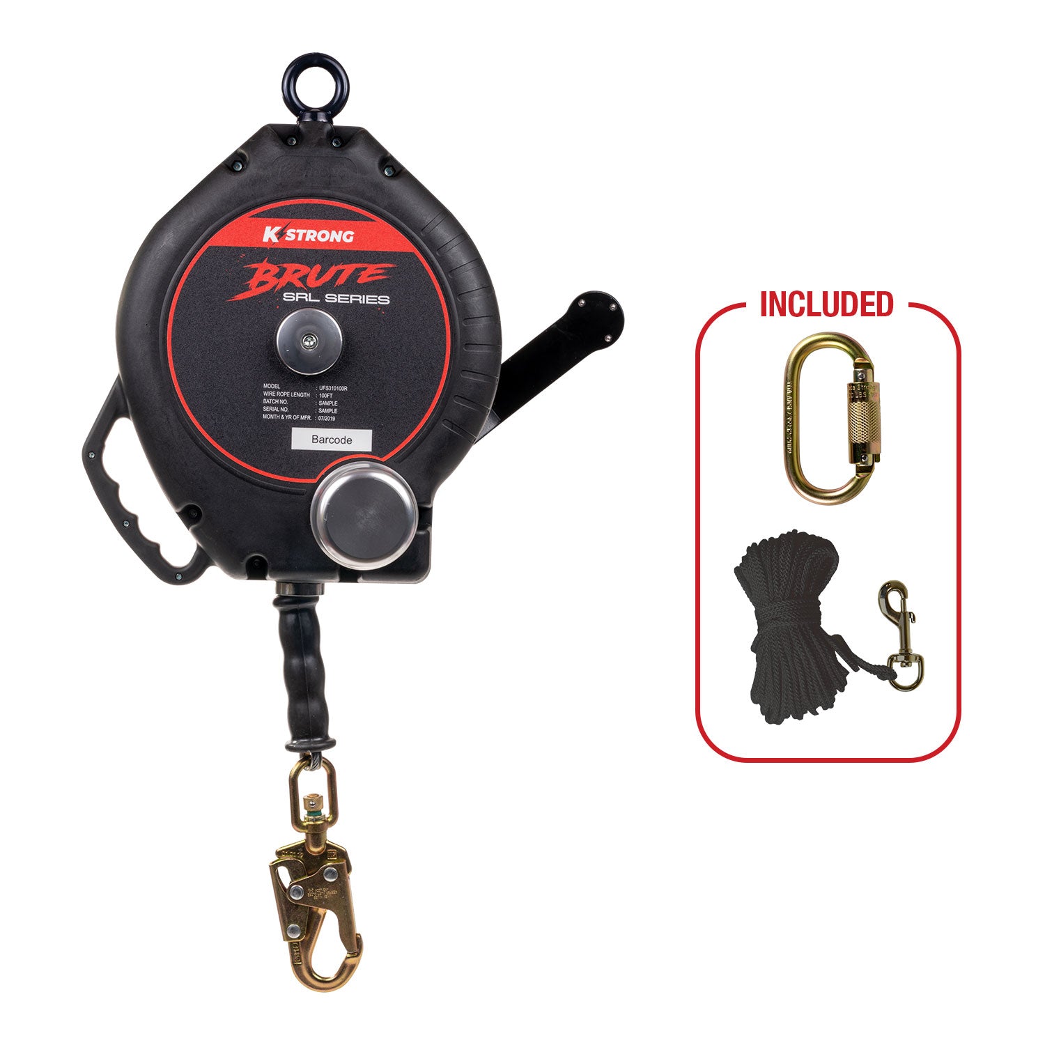 BRUTE 100’ Wire Cable 3-Way Rescue Retrieval SRL-R (ANSI) - KStrong UFS310100R image 0