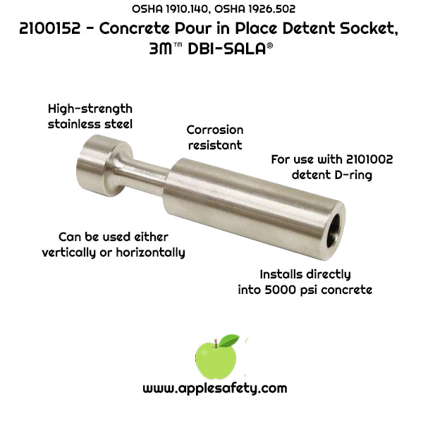 2100152 - Concrete Pour in Place Detent Socket - Extra socket for Concrete Detent Anchor - Installs directly into 7/8 in. (22 mm) diameter concrete holes - 3M DBI-SALA image 1