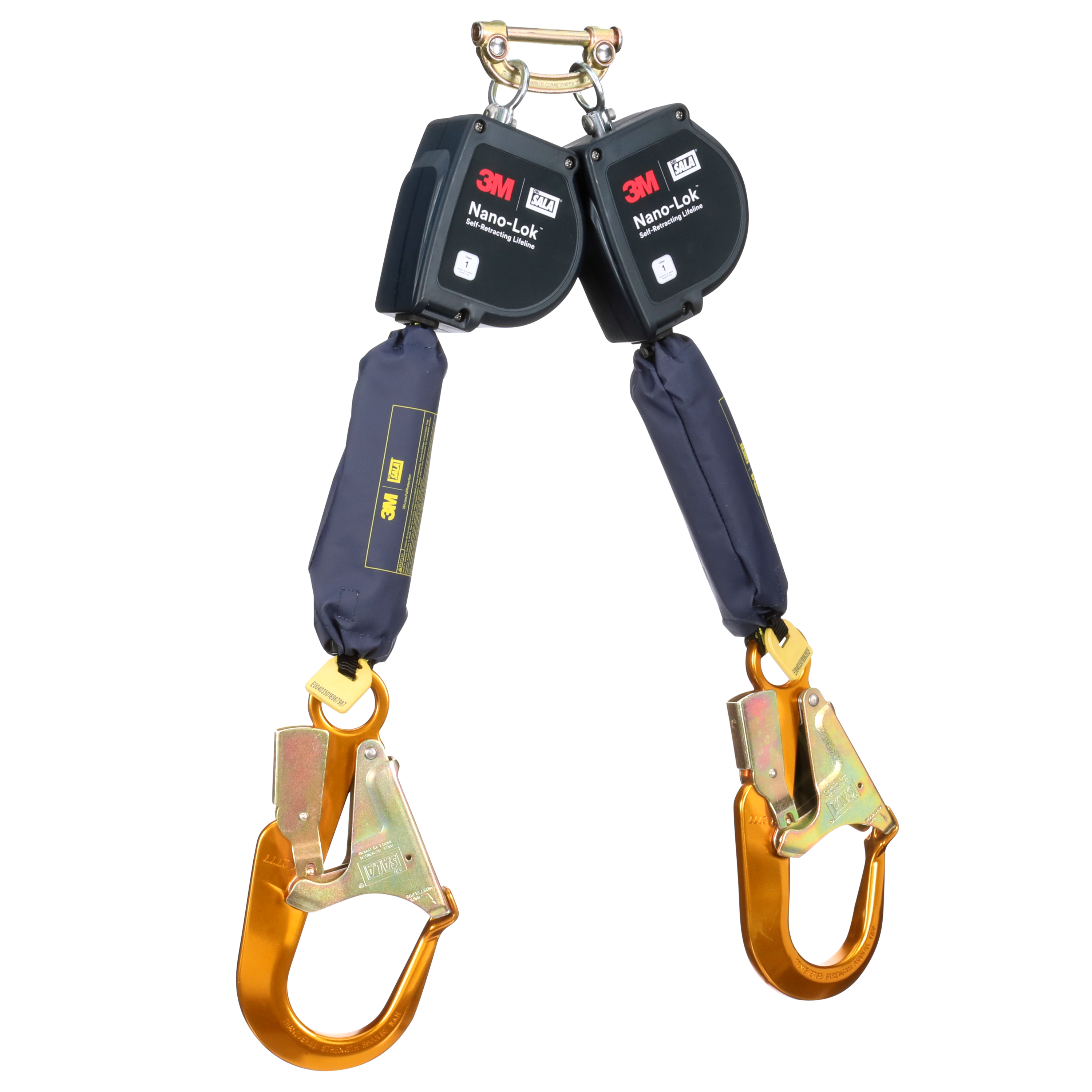 Nano-Lok XL Twin-Leg Self-Retracting Lifeline, Quick Connect, Web, Aluminum Rebar Hook, 9 ft, Class 1, ANSI - 3M DBI-SALA 3100613 image 0