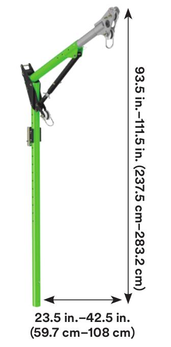 One-piece Davit Arm - Adjustable Offset Davit Mast - Telescoping arm reach of 23-1/2 in. to 42-1/2 in. - Adjustable vertical height of 93.5 in. to 111.5 in. - For confined space rescue, descent and retrieval - 3M DBI-SALA 8518387 image 0