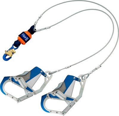 6 ft. Leading Edge Shock Absorbing Lanyard - Aluminum snap hook at center and comfort grip hooks at leg ends - For use on sharp edges - 1/4 in. steel cable - Reflective materials - 3M DBI-SALA 1246412 image 0