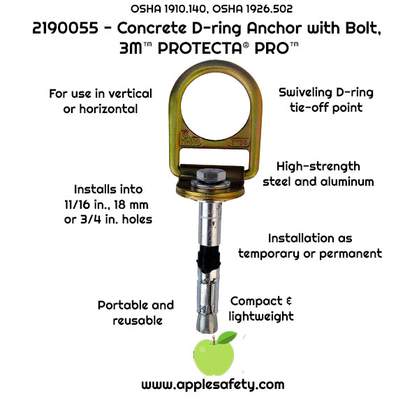 2190055 - Concrete D-ring Anchor with Bolt, 3M PROTECTA PRO image 1