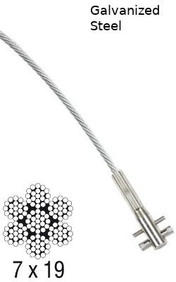 Swaged Cable - 7x19 Galvanized Steel Cable - 3/8 in. (9.5mm) - Pre-cut &amp; Swaged for easy installation &amp; tensioning - 3M DBI-SALA 6106XXX image 0
