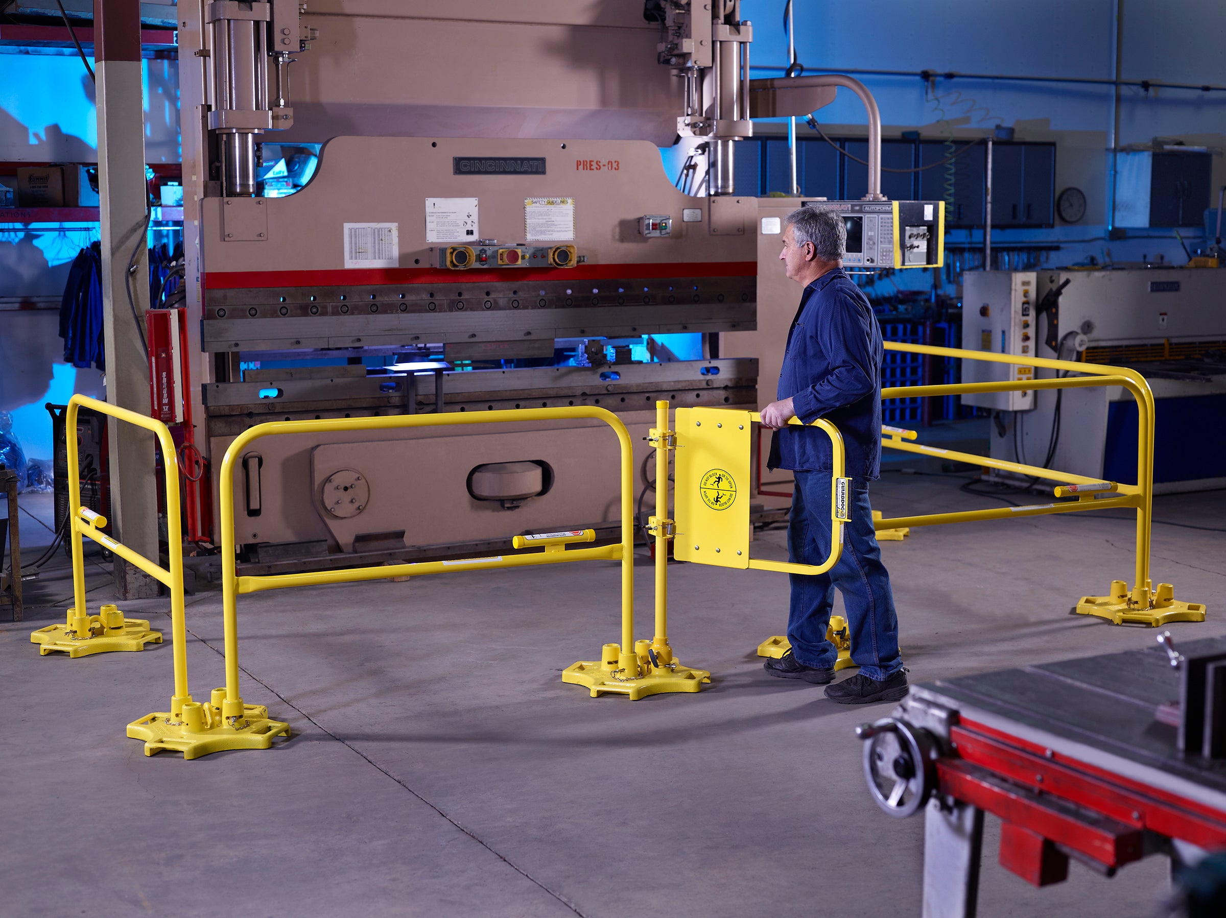 GuardDog Self-closing Safety Gate - Fully assembled - Universal swing direction - OSHA Compliant guardrail - Fits 2 in. round or square - BlueWaterMFG image 7