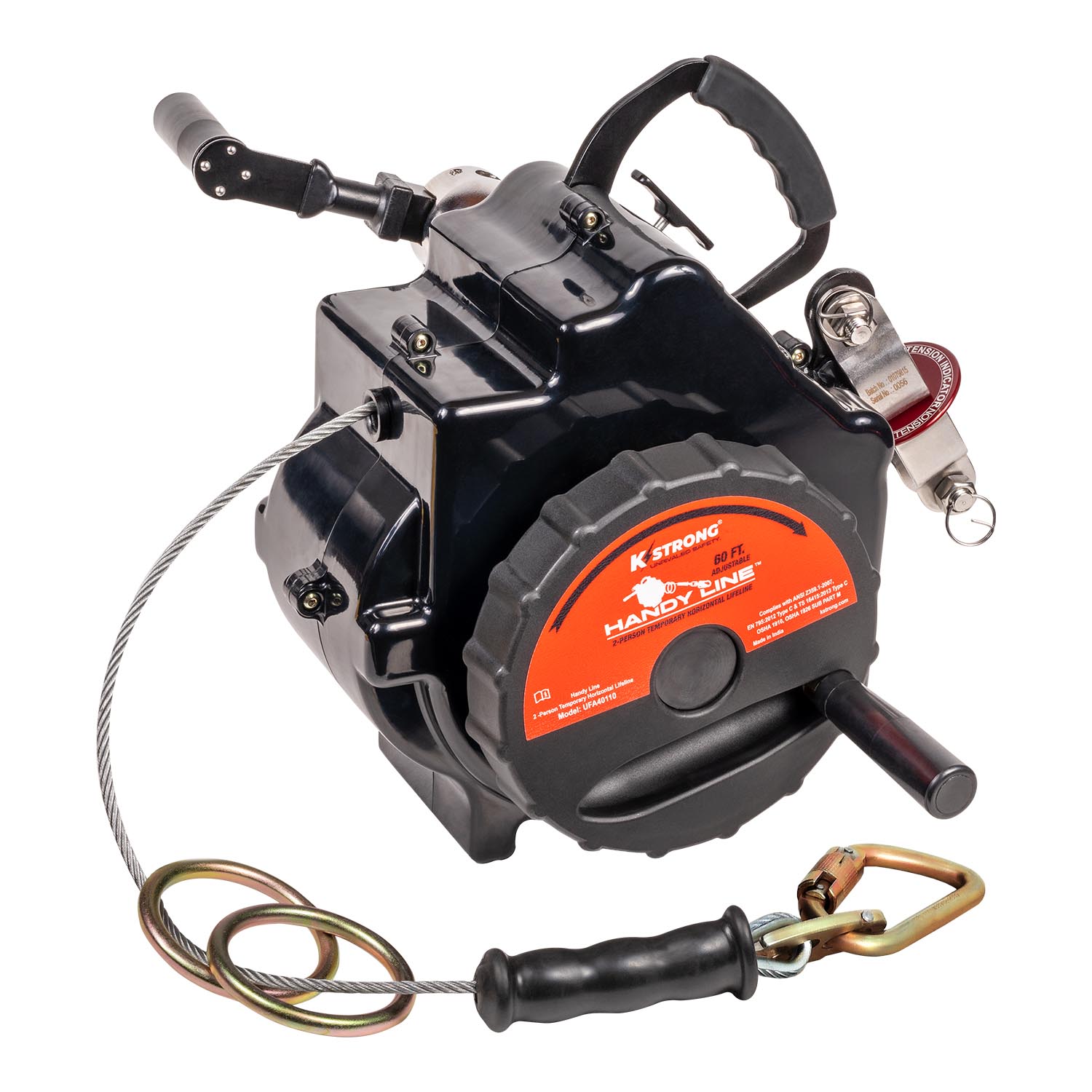 Handy Line 60' Adjustable 2-Person Capacity Temporary Horizontal Lifeline System (ANSI) - KStrong UFA40110 image 0