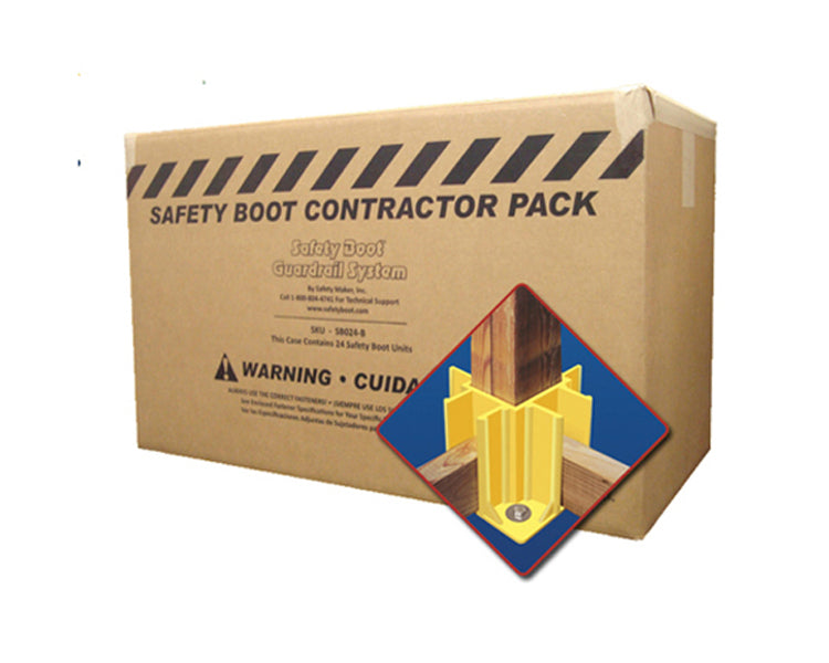 Safety Boot Guardrail System - Reusable guardrail system - Eliminates bracing - Create instant toeboards - Temporary rail construction - Exceeds OSHA guardrail regs  - Made in the USA - Safety Maker SB001 - SB024 - 24 Pack image