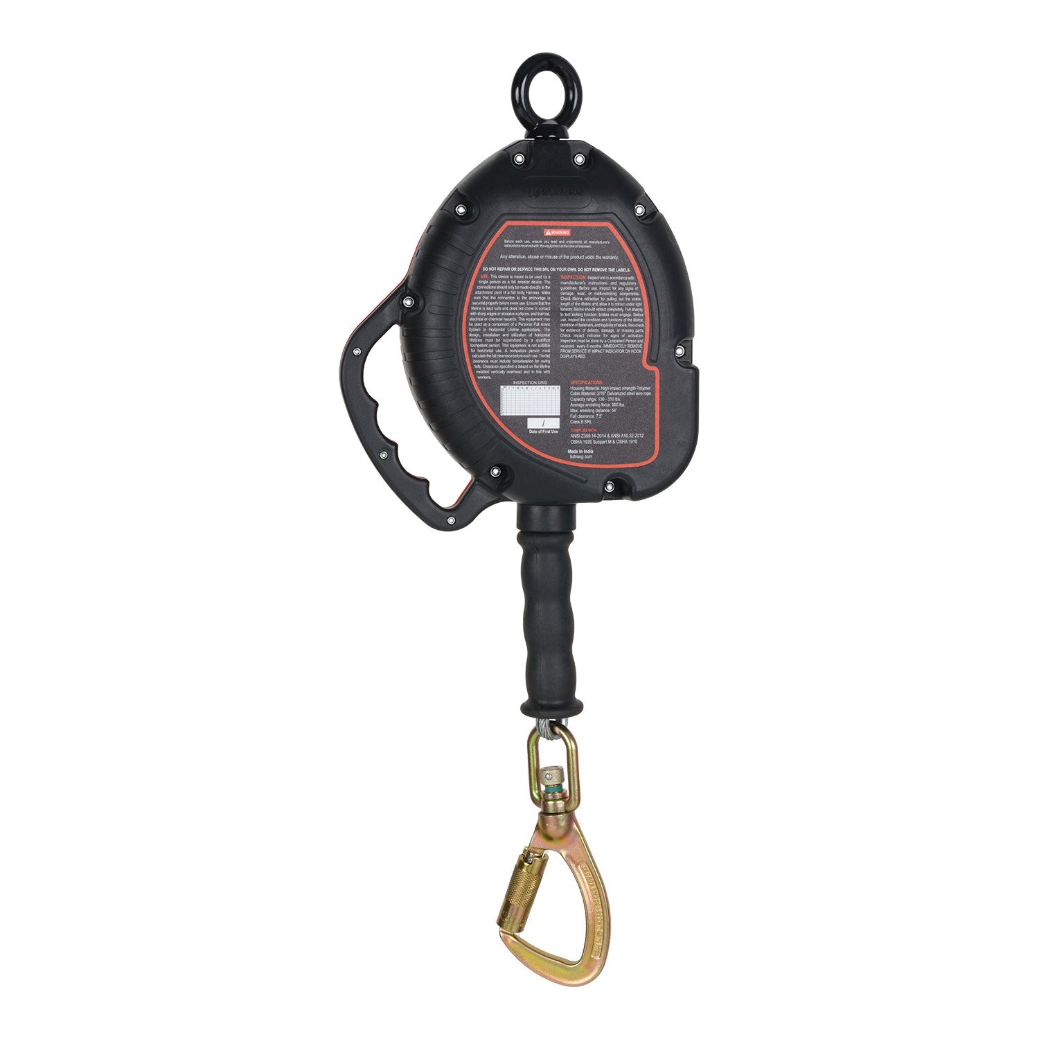 BRUTE 30 ft. Cable SRL with Load Indicating Swivel Locking Carabiner w/ Galvanized Steel Wire Rope - KStrongUFS310130 image 2