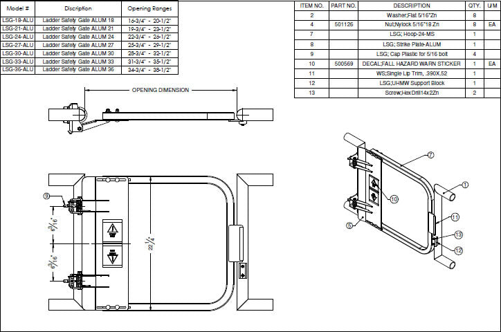 Aluminum Ladder Safety Gate for Corrosive Environments