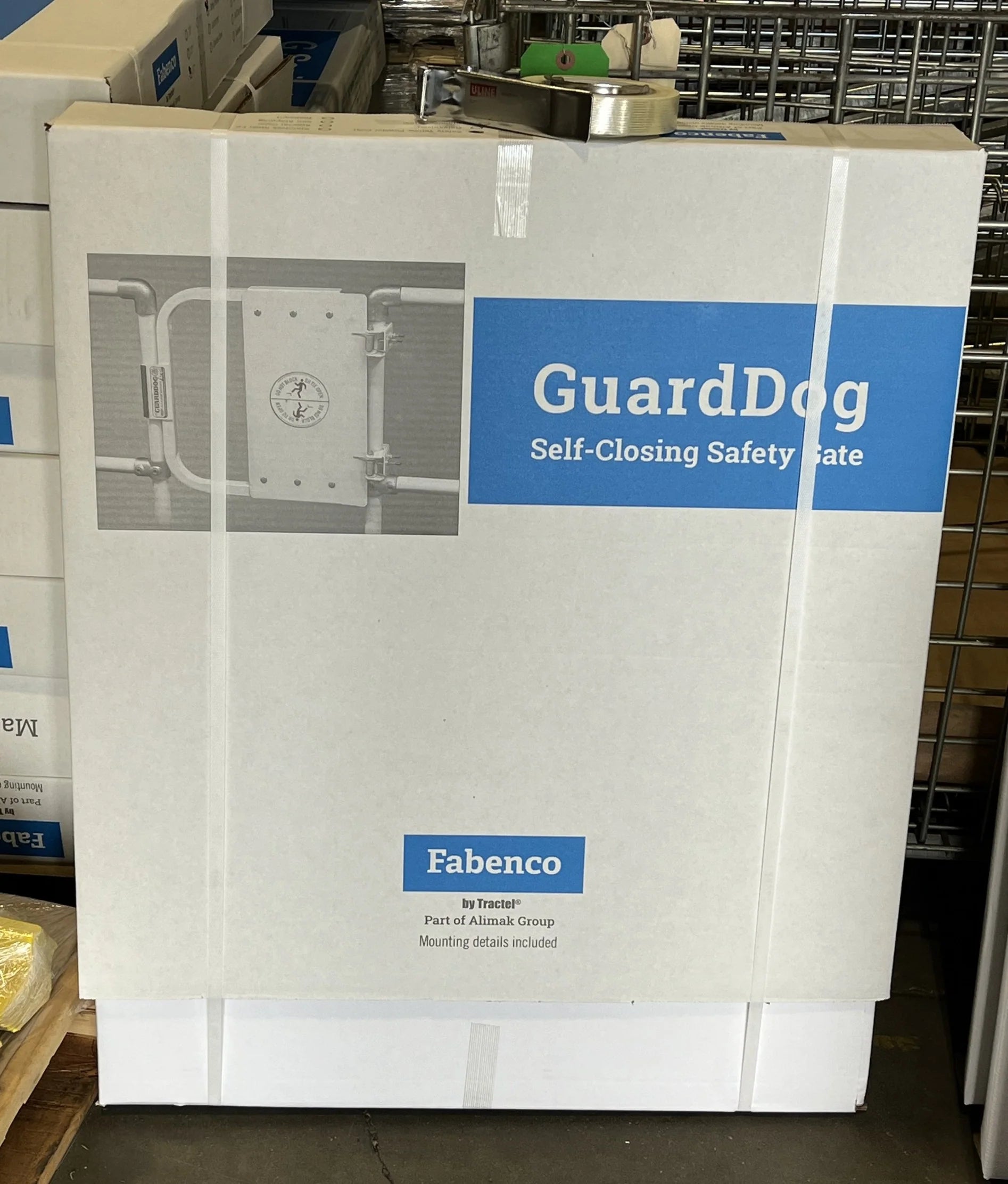 GuardDog Self-closing Safety Gate - Fully assembled - Universal swing direction - OSHA Compliant guardrail - Fits 2 in. round or square - BlueWaterMFG