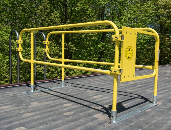 Ladder Defender - Non penetrating permanent ladder access system - Safer transition from ladder to roof top - OSHA compliant - Passive fall safety access - BlueWater MFG