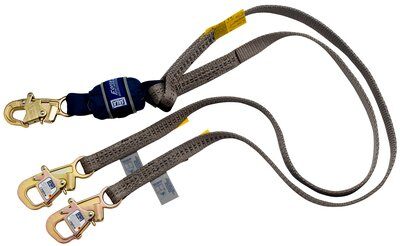 6ft. Shock Absorbing Tie-back Lanyard - Steel snap hook at center - Tie-back carabiners at leg ends - Force2 Shock absorbing lanyard - 12ft. free fall and dual capacity rated - 3M DBI-SALA 1246075 image 0