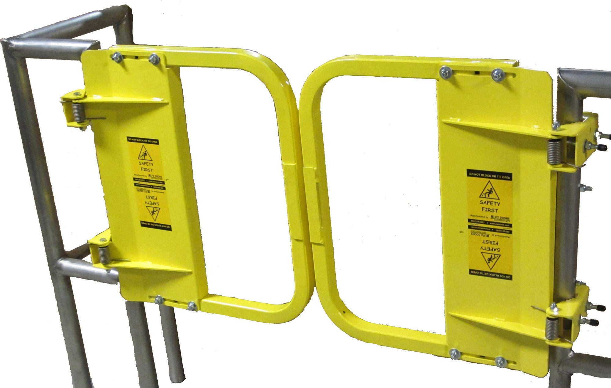 Paired Ladder Safety Gate - Dual industrial self-closing swing gate - Prevents falls from elevated platforms - OSHA &amp; ANSI Compliant - Simple installation - PS Doors LSG-DBL image 0