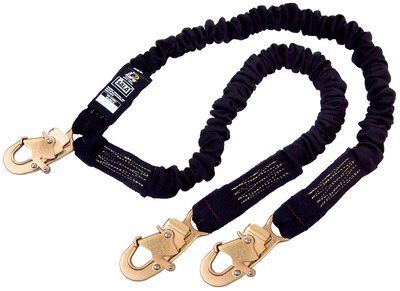 6 ft. Twin-leg Arc Flash Lanyard - Snap hook at center and at leg ends - Arc flash rated and fire resistant - Elastic 100% tie-off lanyard expands from 4.5 ft. to 6 ft. length - 3M DBI-SALA 1244630 image 0