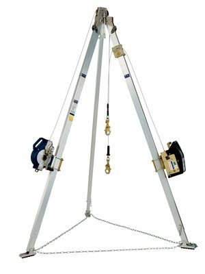 9 ft. Aluminum tripod w/ Winch &amp; 3-way SRL for confined space - 60 ft. manual crank winch - 50 ft. 3-way rescue SRL - Mount Brackets - Carry Bags - Leg Mount Pulley - 3M DBI-SALA 8301078-8301079 image 0