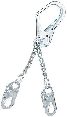 22 in. Chain Positioning Lanyard Assembly - Self-locking rebar at center - Steel snap hooks at leg ends - Twist-chain link connection - 3M PROTECTA 1350200 image 0