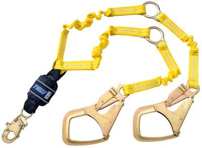 1246152 - Force2 Lanyard, 6 ft. 100% Tie-Off Twin Leg - Rescue D-rings, Connections: Snap Hook / Saflok Max rebar hooks image 0