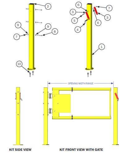 EPAG Mounting Post Kit - Makes it easier to mount and lock gate - Includes two posts -  Only compatible with EdgeSafe Personnel Access Gate - PS DOORS 515088 image 3