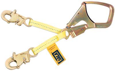 18 in. Web Positioning Lanyard - Aluminum swiveling rebar hook at center - Steel snap hooks at leg ends - Abrasion resistant webbing - High strength corrosion resistant materials - 3M DBI-SALA 1231389 image 0
