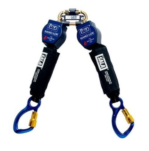 3101503 - 3M DBI-SALA Nano-Lok Twin-Leg Quick Connect Self Retracting Lifeline for Hot Work Use, with Carabiner Connectors image 0
