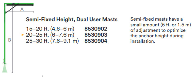M200 Semi-Fixed Height Mast - 12 ft. Reach - Two User - 3M DBI-SALA Flexiguard 853090x image 1