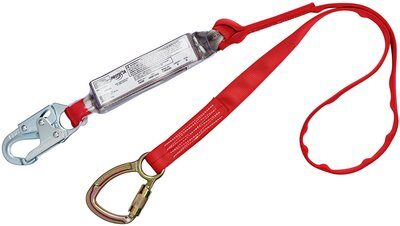 6ft. Shock Absorbing Tie-back Lanyard - Steel snap hooks on each end - Adjustable D-ring for tie-back - PVC-coated shock pack non-metal energy absorber - Impact indicator - 3M PROTECTA 1340040 image 0