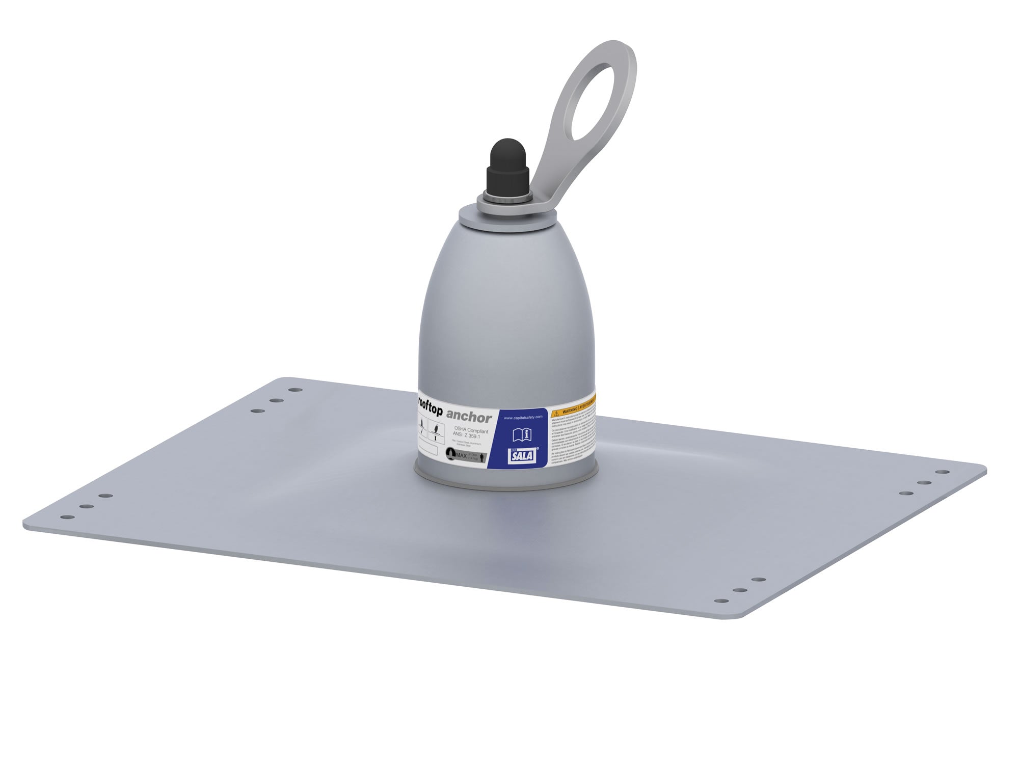 Standing Seam Roof Anchor - For use on flat/sloped standing seam roofs - Fits seam centers of 15.75 in. x 11.8 in. - 360-degree rotating D-ring - Compatible w/ Horizontal Lifeline - 3M DBI-SALA 2100138 (CLAMPS NOT INCLUDED) image 0