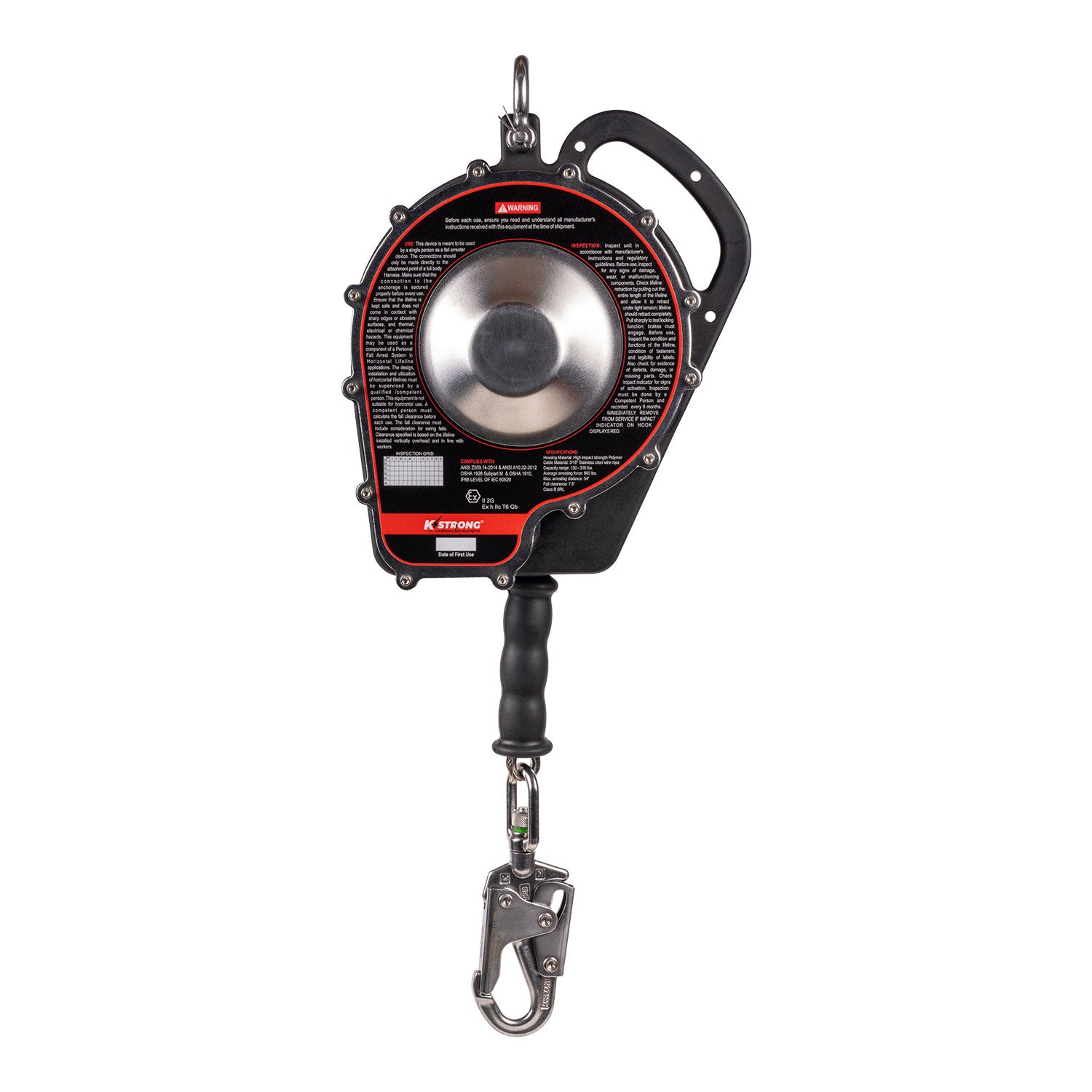 60’ Sealed Housing SRL with Stainless Steel Cable and Stainless Steel Load Indicator Swivel Snap Hook - KStrong UFS570060 image 3