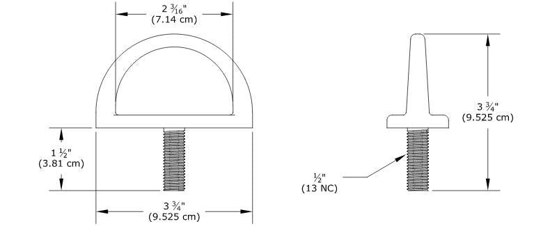 Eyebolt Anchor - To be bolted or welded to structure - 1/2 in. x 1-3/8 in. mounting bolt - Built-in tie-off point  - Zinc plated steel - 3M PROTECTA AN112A image 2
