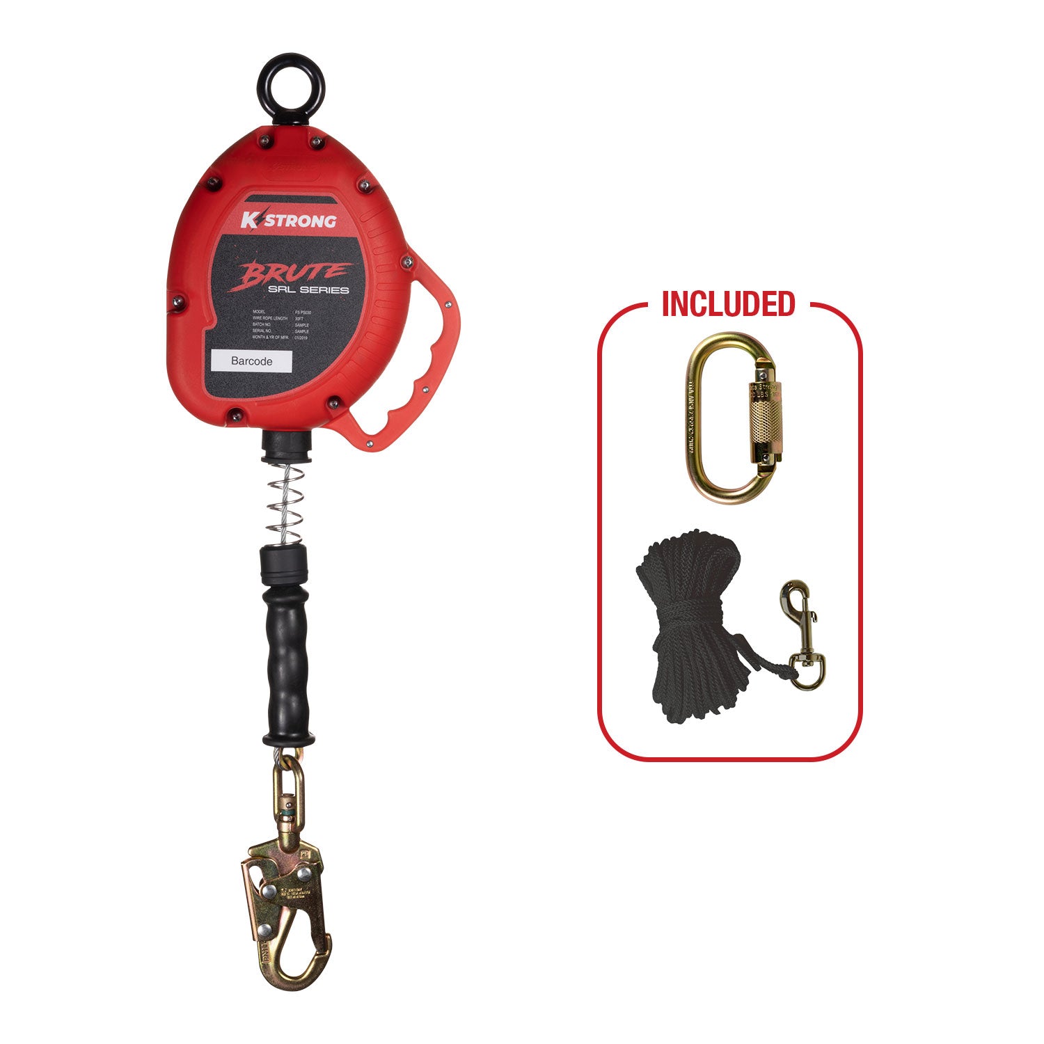 BRUTE 30 ft. Cable SRL with Snap Hook w/ Galvanized Steel Wire Rope - KStrong image 0