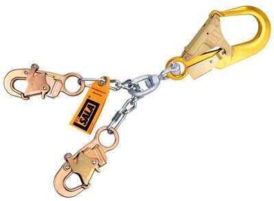 22 in. Chain Positioning Lanyard - Swiveling rebar hook at center - Steel snap hooks at leg ends - High strength corrosion resistant materials - 3M DBI-SALA 5920051 image 0