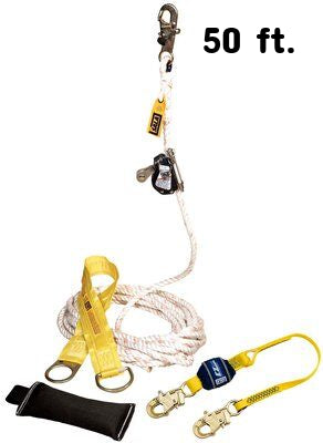 Mobile rope grab COMPLETE KIT - Includes: 50 ft. rope lifeline, Rope grab, 3ft. Shock absorbing lanyard, Counterweight, Tie-off adaptor &amp; Carrying case - 3M DBI-SALA 5000400 image 0
