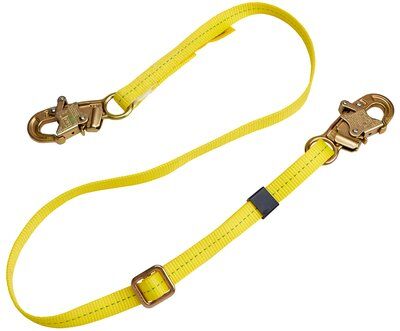6ft. Adjustable Positioning Lanyard - Steel snap hooks on each end - Yellow abrasion resistant polyester webbing - Corrosion resistant materials - For work positioning or restraint - 3M DBI-SALA 1231016 image 0
