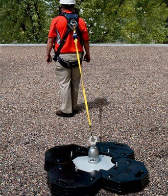 Freestanding Roof Top Fall Arrest Anchor - Non-penetrating design - Built-in shock absorber - Sixteen 45 lbs. counterweights - Portable and reusable - 3M DBI-SALA 2100185 image 1