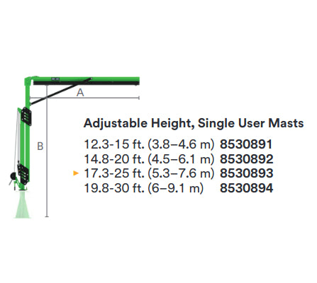 M200 Adjustable Height Mast - 15 ft. Reach - Single User  - Automatic Fail-safe Lock - Power Height Adjustment - 3M DBI-SALA Flexiguard 853089x image 1