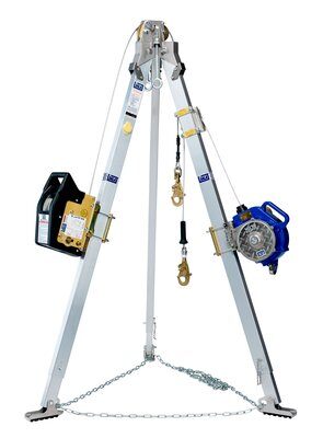 9 ft. Aluminum tripod w/ Winch &amp; 3-way SRL for confined space - 60 ft. manual crank winch - 50 ft. 3-way Sealed-Blok SRL - Mount Brackets - Carry Bags - Leg Mount Pulley - 3M DBI-SALA 8301072-8301073 image 0