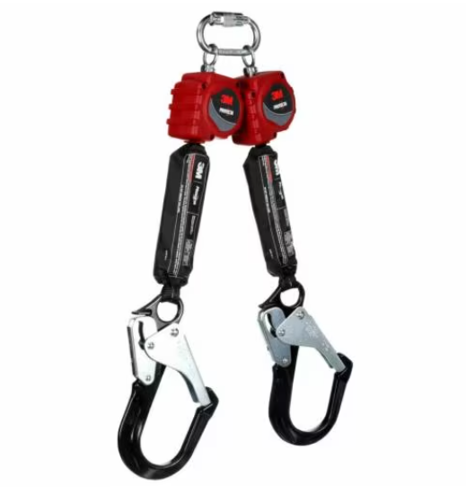 Twin-Leg Self-Retracting Lifeline with Carabiner, Web, Aluminum Rebar Hooks, 6 ft - 3M PROTECTA 3100634 image 0