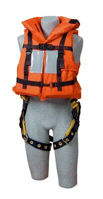 Lifejacket with D-ring Opening - For use with fall protection harness - U.S Coastguard Approved - High Visibility certified - Foam-filled jacket with collar support - Adjustable straps - 3M DBI-SALA 9500468 image 0