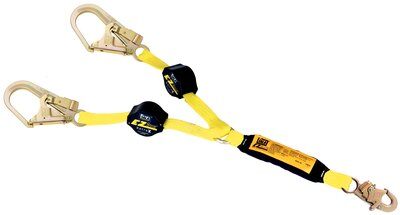 6ft. Twin-leg Retractable Lanyard - Center snap hook with steel rebar hooks at leg ends - Adjustable overall retraction length - Expands and contracts from 2.5ft. up to 6ft. in length - Soft-pack energy absorber - Impact indicator - 3M DBI-SALA 1241481 image 0